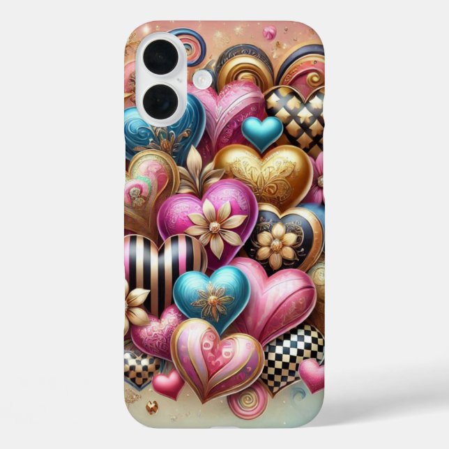COLORFUL VALENTINE LOVE HEARTS Case-Mate iPhone CASE (Back)