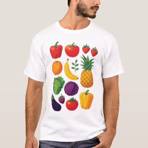 Colorful Vegetables & Fruits Vibrant Healthy Food T-Shirt