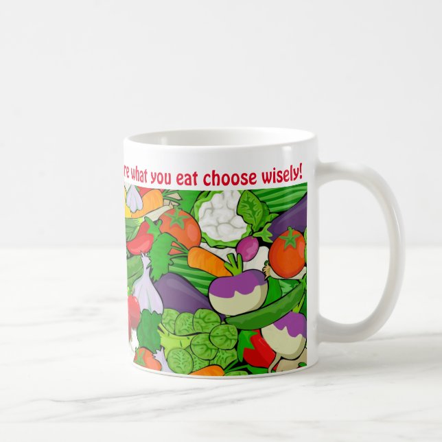 Colorful Veggies healthy eating slogan Coffee Mug (Right)