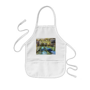 Colorful Venice Italy Gondola Painting Scene Kids Apron
