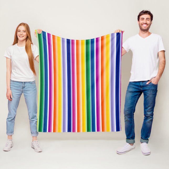 Colorful Vertical Stripes Design Fleece Blanket (In Situ)