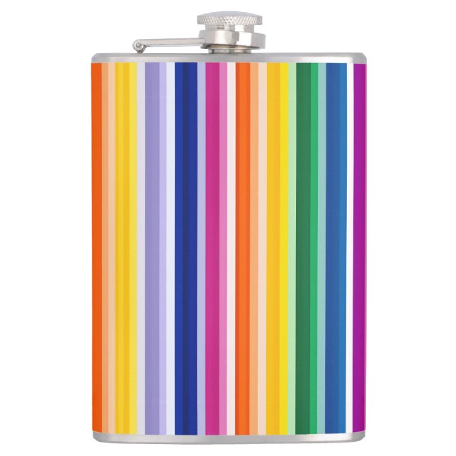 Colorful Vertical Stripes Design Hip Flask (Front)