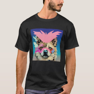 Colorful Vibrant Dog Cat Tiger Lion Wearing Feathe T-Shirt