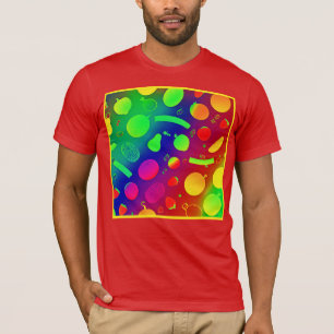Colorful Vibrant Neon Fruits Pattern Art T-Shirt