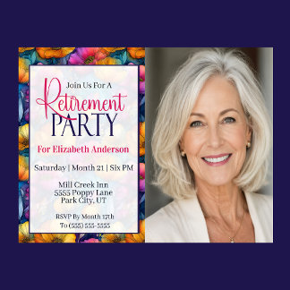 Colorful Vibrant Poppy Flower Retirement Party Invitation