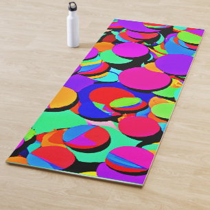 Colorful Vibrant Retro Revival Pattern Yoga Mat