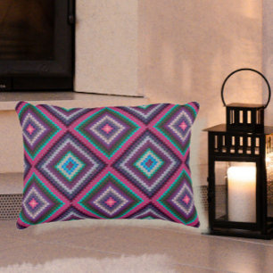Colorful Vintage Amish Quilt Pattern Pink Purple Accent Pillow