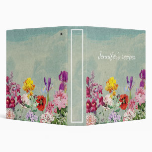 Colorful vintage blooming beautiful wildflowers binder
