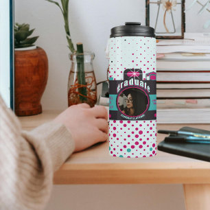 Colorful Vintage Chic Grad Photo Customized Cute  Thermal Tumbler