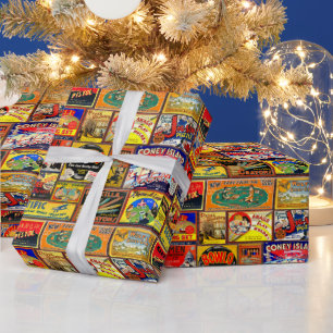 COLORFUL VINTAGE CHILDREN'S WRAPPING PAPER