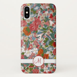 Colorful Vintage Chinoiserie Floral Monogram Case-Mate iPhone Case