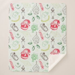 Colorful vintage christmas snowman sherpa blanket