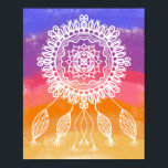 Colorful Vintage Dream Catcher Art Poster<br><div class="desc">White dream catcher in a mandala style without feathers. A bright vintage art poster. Behind the mandala dream catcher are bright colorful colors representing a sunset or sunrise. Unique hand-drawn art poster for a colorful retro vintage home decor aesthetic.</div>