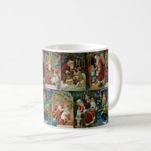 Colorful Vintage Father Christmas Collage Coffee Mug