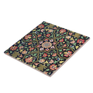 Colorful Vintage Floral Indian Mandala Pattern Tile