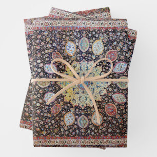 Colorful Vintage Floral Mandala Persian Rug Wrapping Paper Sheet