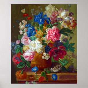 Colorful Vintage Flowers Art Painting Poster