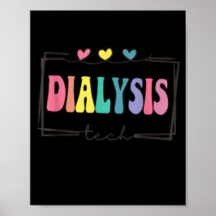 Colorful Vintage Hearts Dialysis Technician Nephro Poster