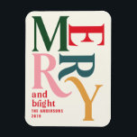 colorful vintage merry christmas magnet<br><div class="desc">Colourful vintage graphic typography merry chritsmas magnet. Part of a bold fun holiday collection.</div>
