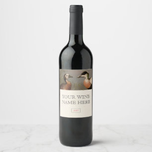 Colorful vintage painting of ducks wine label