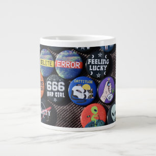 Colorful Vintage Retro Badge Collection  Large Coffee Mug