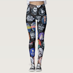 colorful vintage retro badge collection leggings