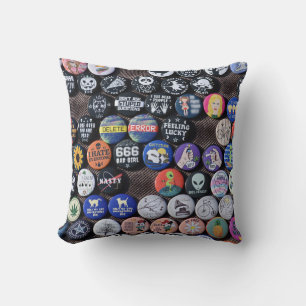 Colorful Vintage Retro Badge Collection Throw Pillow