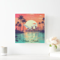 Colorful Vintage Retro Miami Florida Travel