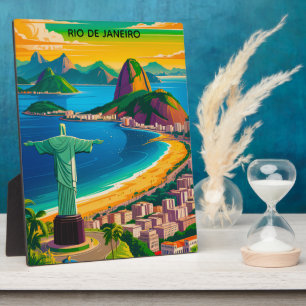 Colorful Vintage Rio de Janeiro Cristo Redentor Plaque