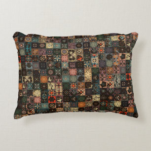 Colorful vintage seamless pattern with floral and  accent pillow