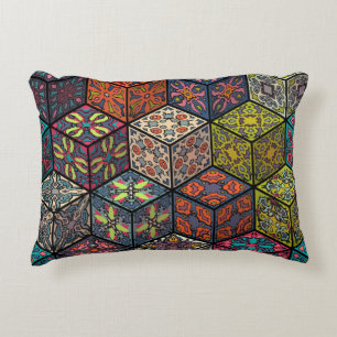 Colorful vintage seamless pattern with floral and accent pillow