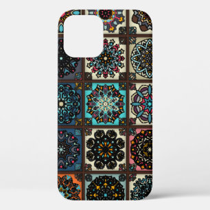 Colorful vintage seamless pattern with floral and iPhone 12 case