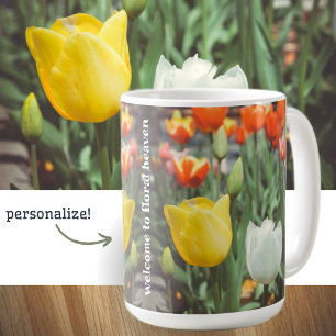 Colorful vintage style spring tulips  coffee mug