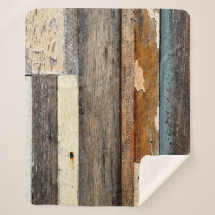 Colorful Vintage Timber Panels with peeling painta Sherpa Blanket