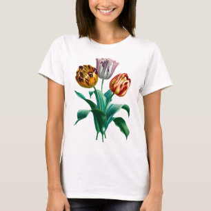 Colorful Vintage Watercolor Tulip Flowers Bouquet T-Shirt