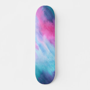 Colorful Watercolor Brush Background Skateboard