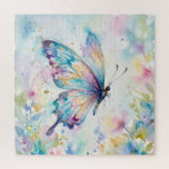Colorful Watercolor Butterfly Floral Jigsaw Puzzle<br><div class="desc">Add a touch of elegance and whimsy with this beautiful watercolor butterfly illustration featuring soft pastel colors and delicate floral accents. The butterfly’s vibrant wings blend shades of blue,  pink,  purple,  and gold,  creating a dreamy and artistic composition inspired by nature and springtime gardens.</div>