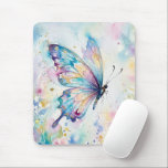 Colorful Watercolor Butterfly Floral Mouse Pad<br><div class="desc">Add a touch of elegance and whimsy with this beautiful watercolor butterfly illustration featuring soft pastel colors and delicate floral accents. The butterfly’s vibrant wings blend shades of blue,  pink,  purple,  and gold,  creating a dreamy and artistic composition inspired by nature and springtime gardens.</div>