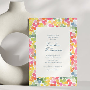 Colorful Watercolor Confetti Modern Baby Shower Invitation