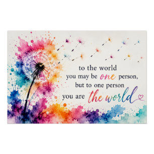 Colorful Watercolor Dandelion Inspirational Quote Poster