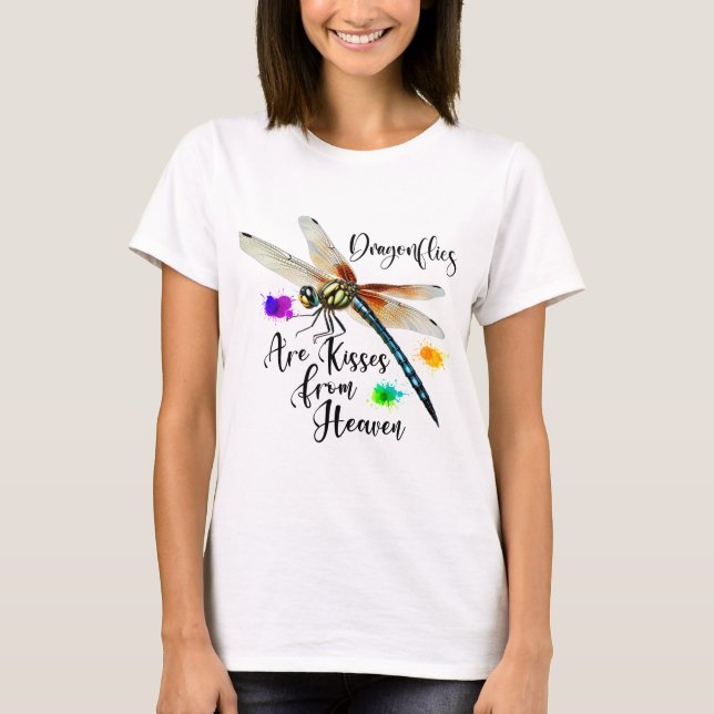 COLORFUL WATERCOLOR DRAGONFLY & INSPIRATION T-Shirt (Front)