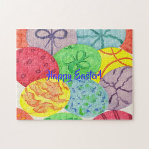 Colorful Watercolor Easter Eggs Puzzles