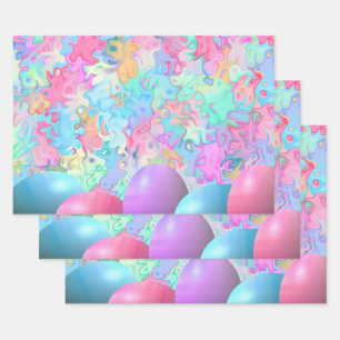 Colorful Watercolor Easter Eggs Wrapping Paper Sheet
