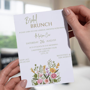 Colorful Watercolor Floral Bouquet BridaI Brunch Invitation