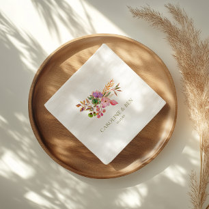 Colorful Watercolor Floral Elegant Custom Wedding Napkin