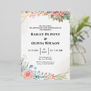 Colorful Watercolor Floral Wedding Invitation Card