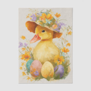 Colorful watercolor Flowers and Easter Duckling Tissue Paper