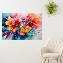Colorful Watercolor Flowers Vibrant Art