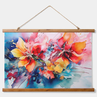 Colorful Watercolor Flowers Vibrant Art Hanging Tapestry