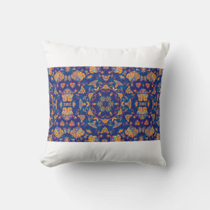 Colorful watercolor kaleidoscope mandala. Oriental Throw Pillow